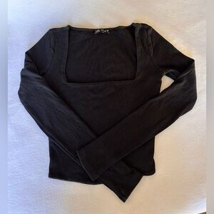 3/25$ ZARA Women Sweater, Square Neck, Cotton, Black, Size Small
